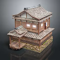 Traditional Japanese Wooden Architecture With Tile Roof Stone Base And Porch Design