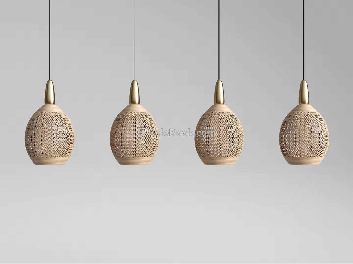 Nordic chandelier rattan chandelier combination 3d model