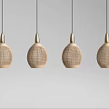 Nordic chandelier rattan chandelier combination 3d model