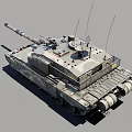 Military Tank Weapon With Camouflage Pattern Main Gun And Antenna Systems