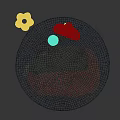 Vibrant Round Rug With Blue Green Orange Pink Colorful Patterns And Soft Plush Surface Design