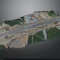 Highway Infrastructure Design With Multiple Lanes Green Landscaping And Access Roads