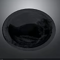 Potted Green Succulent Plant In Blue Ceramic Bowl On Dark Background