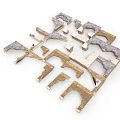 Geometric Modular Structural Components With Assorted Wooden And Metal Design Elements