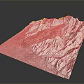 Scenic 3D Mountain Landscape Model Featuring Detailed Topographic Elevation Green River and Brown Terrain