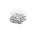 Modern White Lotus Leaf Shaped Chandelier With Illuminated Petals And Crystal Pendants