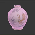Ceramic Vase With Handcrafted Yellow Lion Sculpture And Blue Floral Patterns