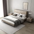 Modern background double bed 3d model