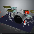 Professional Jazz Drum Set With Multiple Drums Colorful Cymbals And Metal Stands