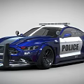 Blue Police Sports Car with Roof Lights and Front Push Bumper