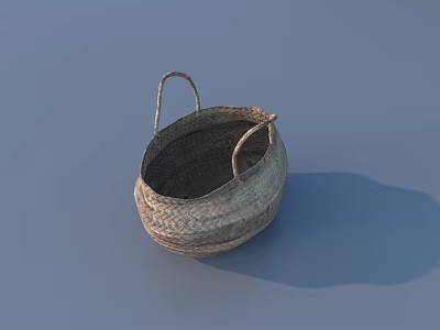 Natural Handwoven Storage Basket With Two Handles For Home Organizing 3d model
