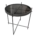 Modern Minimalist Side Table With Round Top And Black Metal Frame 3d model