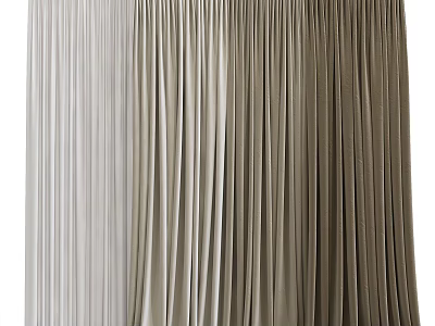 Elegant Light Gray Pleated Curtains With Soft Flowing Texture For Modern Home 3d model