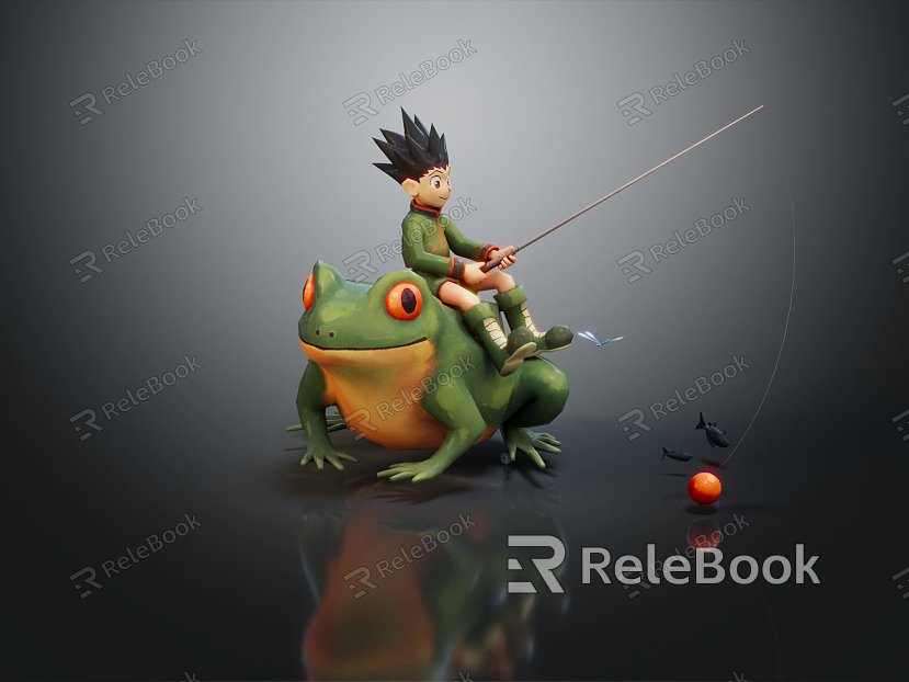 Modern anime character fishing boy fishing model