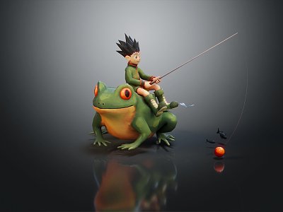 Modern anime character fishing boy fishing model