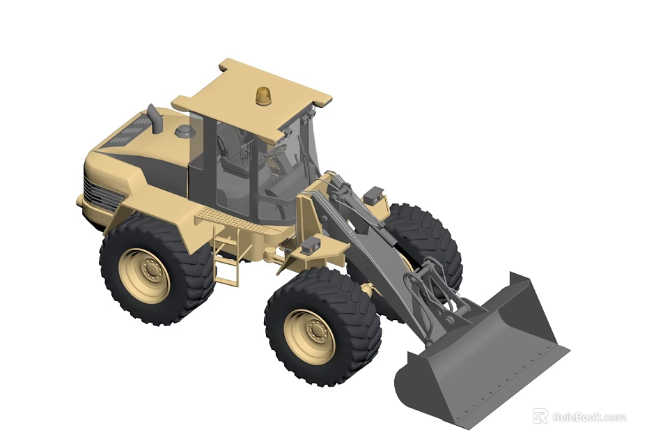 Yellow Utility Vehicle Front Loader With Large Tires And Spacious Cab 3d model