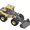 Yellow Utility Vehicle Front Loader With Large Tires And Spacious Cab 3d model