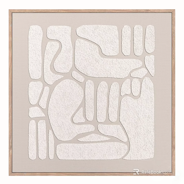 Square Rug With Abstract Geometric Patterns In Neutral Tones For Modern Interior 3d model 