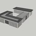 Office Building Exterior With Classical Columns Symmetrical Structure And Flat Roof 3d model