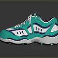 Turquoise Navy Blue Casual Sneakers With White Laces Striped Details And Breathable Panels