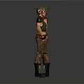 3D Female Tactical Character Model With Helmet Shoulder Pads Camouflage Pants Front Back Views