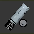Silver Cylindrical Batteries With Black Labels Standing And Lying On Reflective Surface 3d model