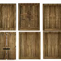 Garden Landscape Vintage Wooden Door Panels with Intricate Carvings and Patterns