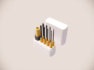 Professional Screwdriver Set With Various Size Bits And White Storage Case 3d model