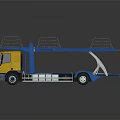 Double Deck Car Transport Functional Vehicle With Yellow Blue Color And Upper Lower Loading Platforms 3d model
