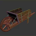 Wooden Wheelbarrow Garden Transport Equipment With Large Wheel And Metal Supports