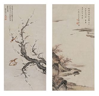 New Chinese Plant Painting Traditional Classic Flower and Bird Landscape Painting Combination 3d model