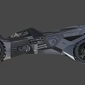 Futuristic Black Tank With Large Wheels Bright Lights And Aggressive Exterior Design