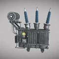 Power Transformer With High Voltage Insulators Cooling Fins And Mechanical Parts