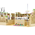 Modern Display Shelves Layout Featuring Multi Level Racks Green Plants And Products