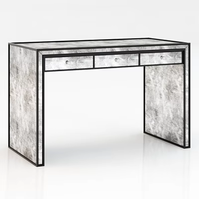 Modern Office Desk With Textured Surface Black Frame And Three Drawers 3d model