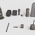 Vintage Industrial Furniture Design With Metal Pipes Grid Boxes And Wooden Blocks