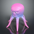 Spotted Pink Purple Octopus Character Creature With Expressive Face Gradient Body And Long Tentacles