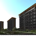 Modern Residential Buildings With Lush Green Spaces And Clear Sky