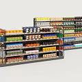 Retail Display Shelves Stocked With Various Products In Organized Multi Tier Arrangement
