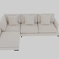 Modern Cream White L Shaped Double Sofa With Multiple Cushions And Dark Legs 3d model