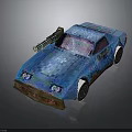 Blue Car 3D Model With Front Mounted Cannon And Detailed Design