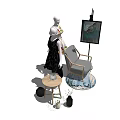 Modern Model Furniture Combination Furniture Table and Chair Shelf 3d model