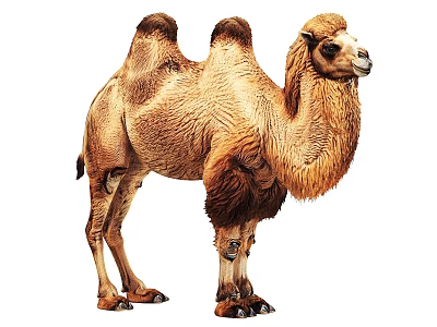 Bactrian Camel With Thick Fur Standing Isolated On White Background 3d model