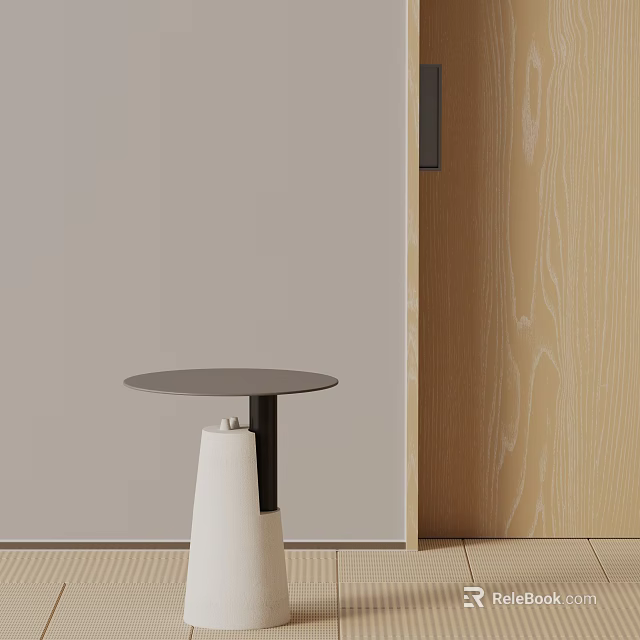 Minimalist Side Table With Gray Tabletop White Base In Light Wall And Wooden Interior 3d model 