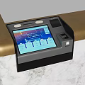 Elegant Hotel Lobby Reception Desk With Marble Texture And Gold Frame Digital Screen 3d model