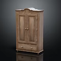 Classic Wooden Wardrobe With Two Doors Drawer And Arched Top Design