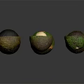 Fresh Ripe Avocados Whole and Halved with Green Flesh and Pit