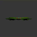 3D Rendered Ornate Fantasy Sword With Green Floral Top Golden Hilt And Emerald Accents