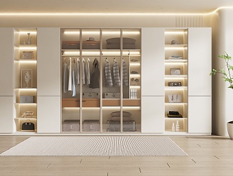 modern wardrobe cream wardrobe 3d model