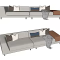 Modern double sofa multiplayer sofa 3d model